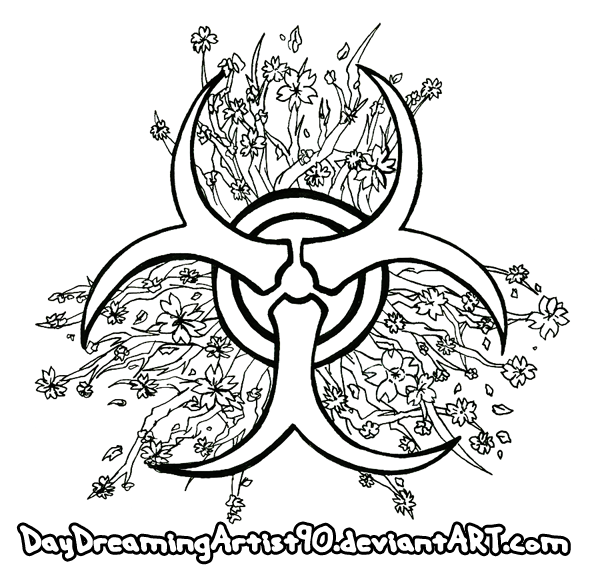 600x565 Biohazard Cherryblossom Tattoo By Daydreamingartist90