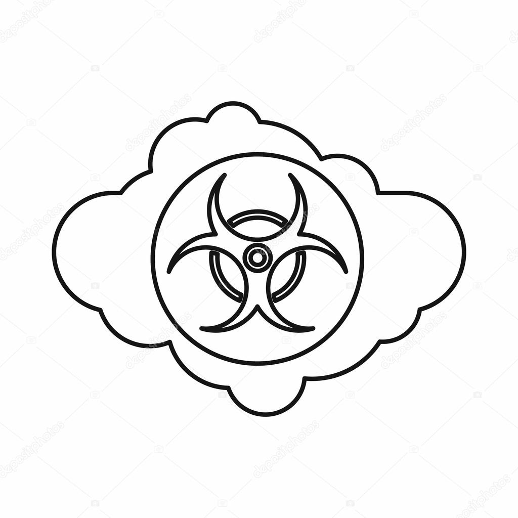 1024x1024 Cloud With Biohazard Symbol Icon, Outline Style Stock Vector