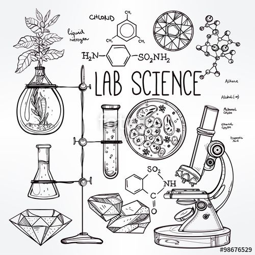 500x500 Vector Hand Drawn Science Lab Icons Sketch Set Sketching