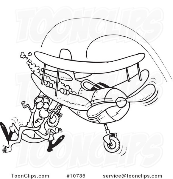 581x600 Cartoon Black And White Line Drawing Of A Pilot Hanging On His