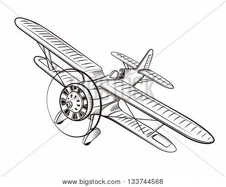 450x372 Old Airplane, Biplane, Vector Amp Photo Bigstock