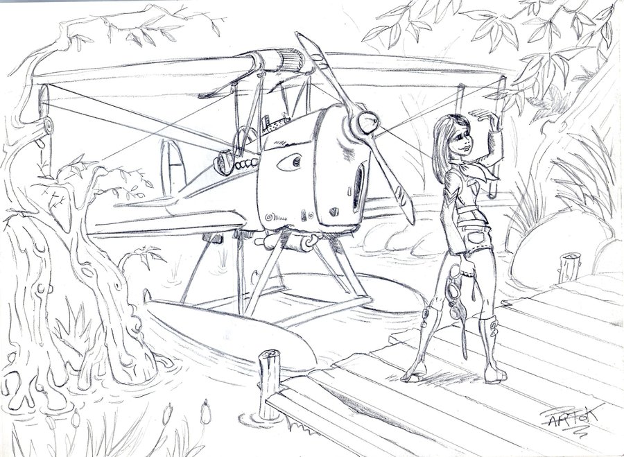 900x659 Pin Up Sea Plane Biplane By Bartok88