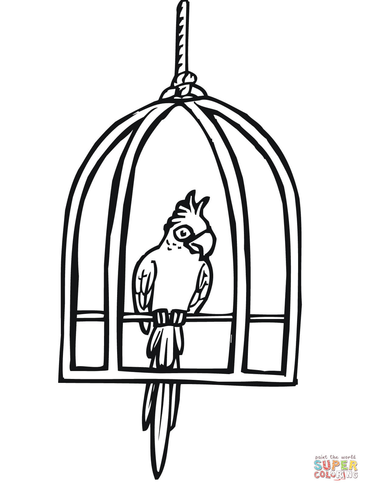 1200x1600 Bird Cages Drawings Parrot In A Cage Coloring Page Free