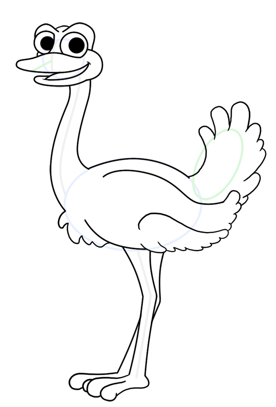 540x796 Cartoon Ostrich Step By Step Drawing Lesson