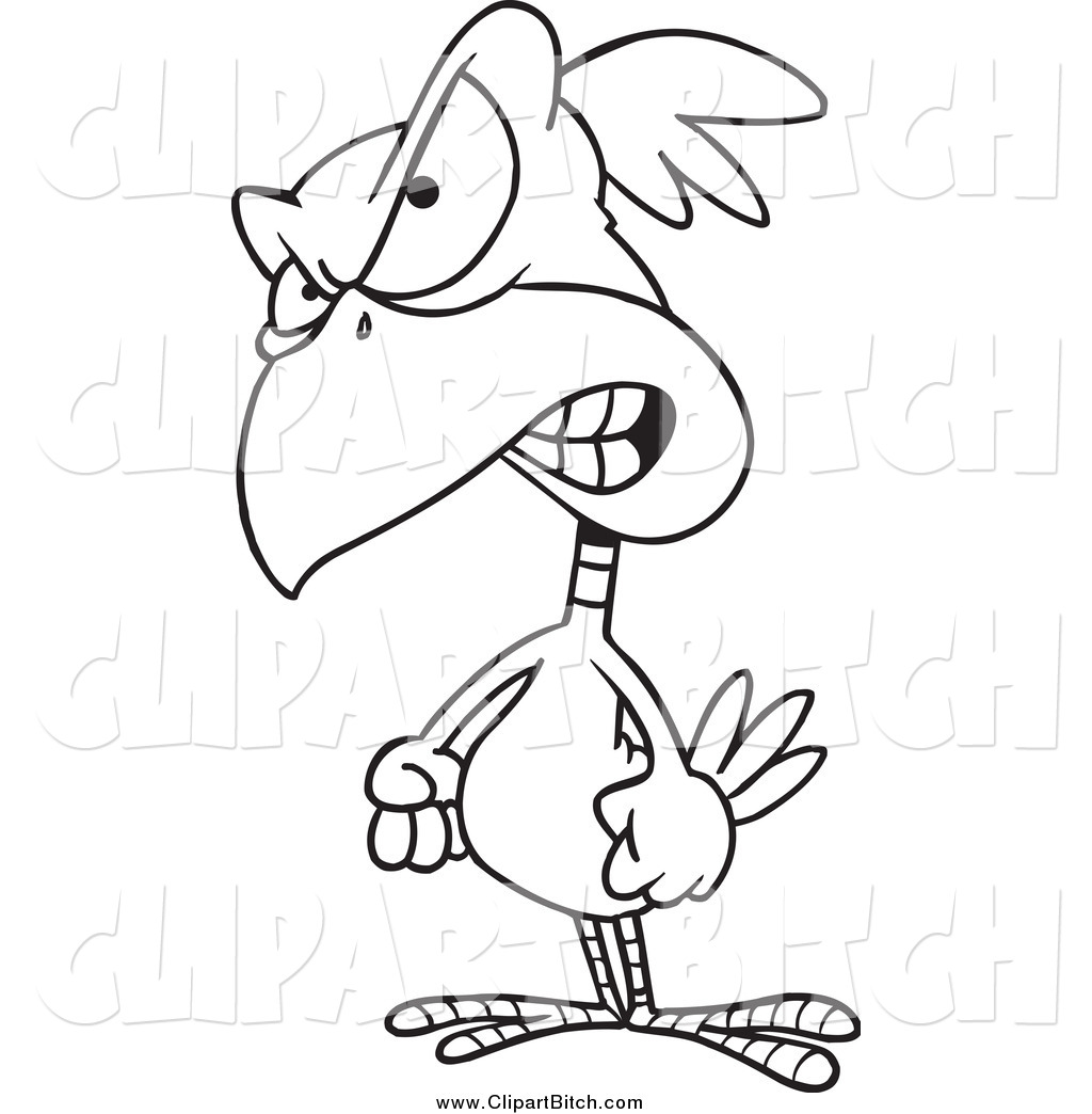 1024x1044 Clip Vector Cartoon Art Of A Black And White Feisty Bird By