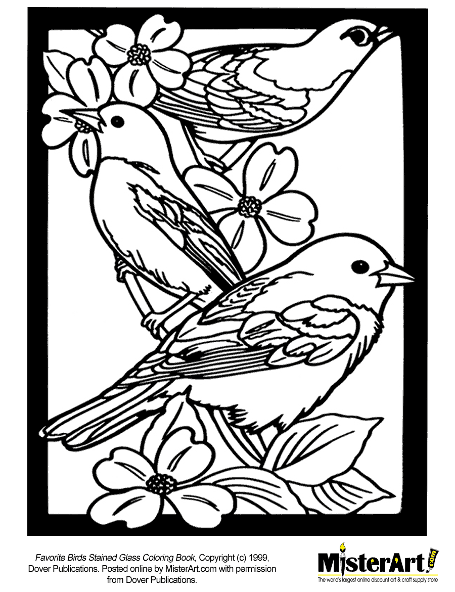 900x1171 Free Coloring Page Favorite Birds Stained Glass Coloring Book