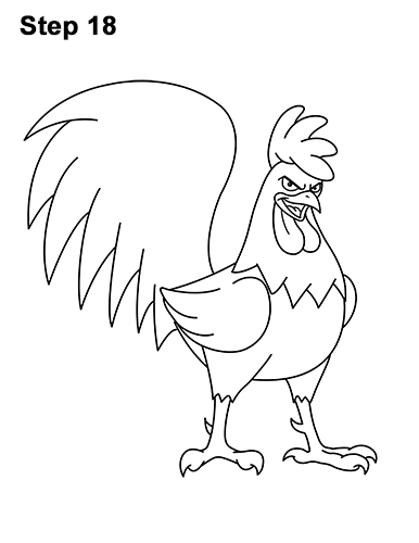 386x500 How To Draw A Rooster (Cartoon)