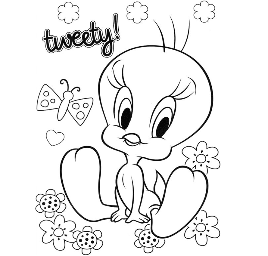 890x851 Colour Drawing Free Hd Wallpapers Cute Tweety Bird For Kid