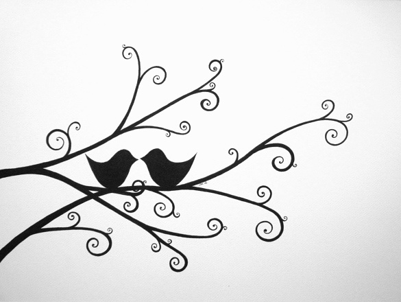 585x440 Love Birds Drawing