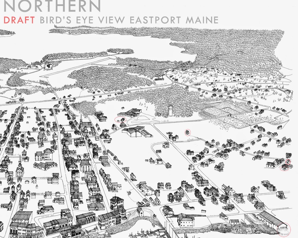 1000x800 Turn Of The Centuries A Bird's Eye View Drawing Of Eastport Maine