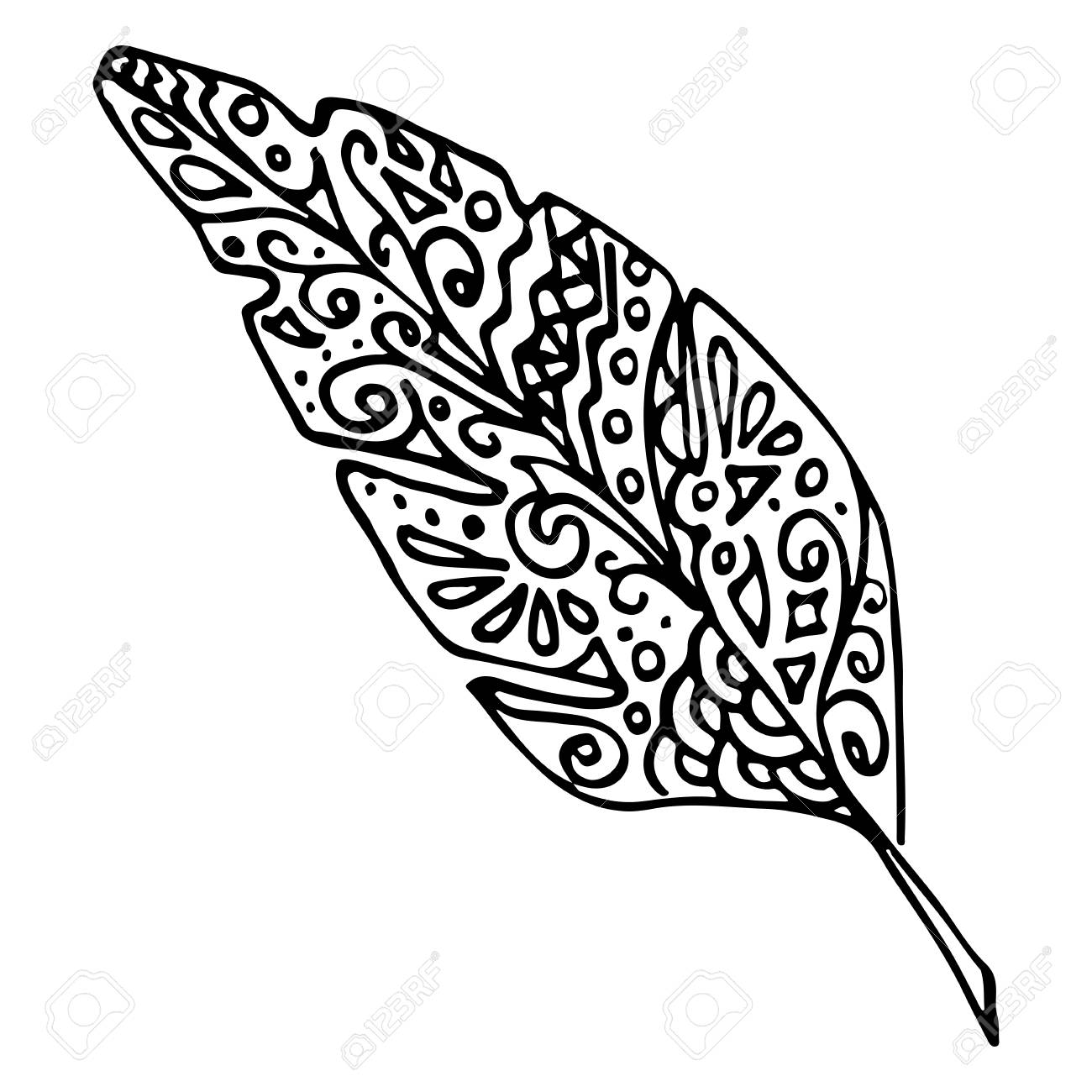 1300x1300 Monochrome Black And White Bird Feather Vector Sketched Art