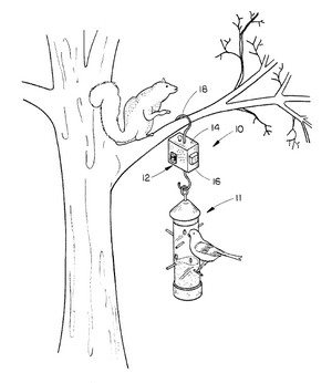300x346 Obscure Patent Squirrel Teasing Bird Feeder