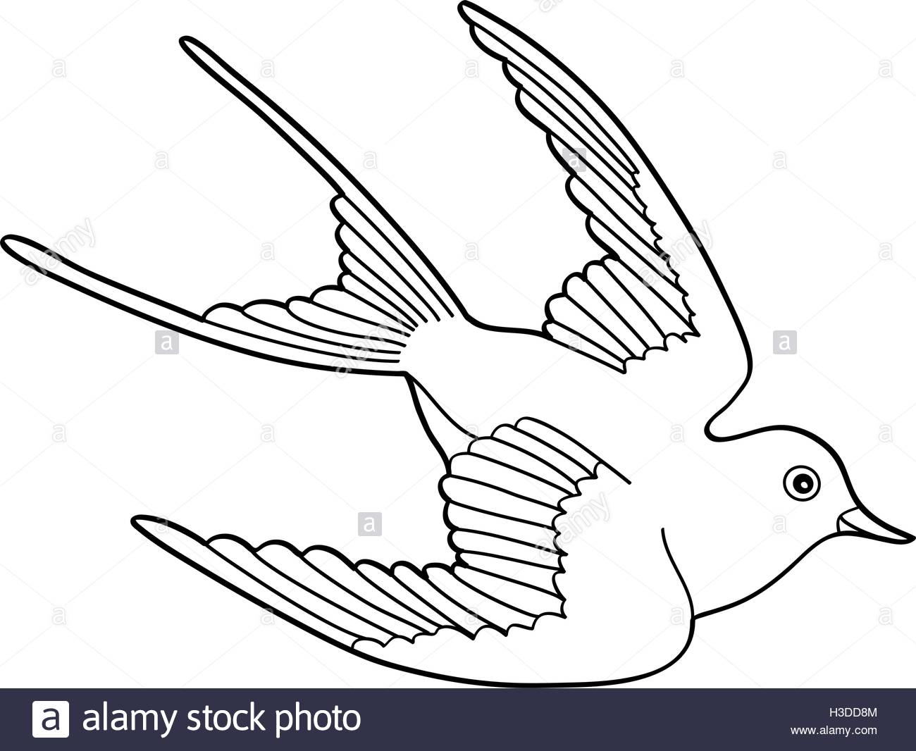 1300x1066 Contour Image Of Bird Flying Hand Drawn Stock Vector Art