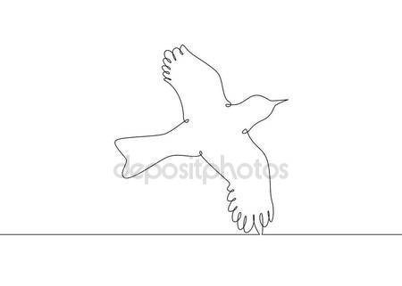 450x321 Continuous Line Drawing Bird Flying Stock Vector Derplan13
