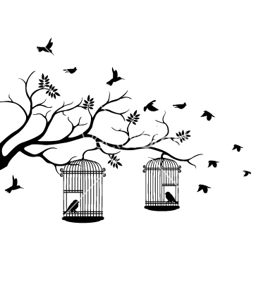 380x400 Tree Silhouette With Bird Flying Vector Products I Love