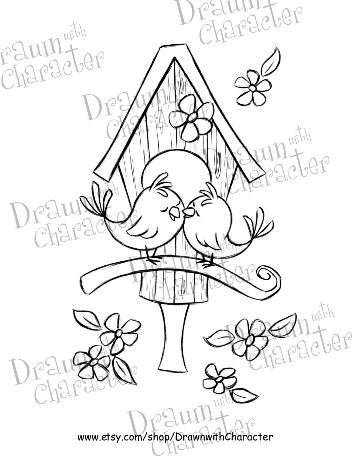 1159x1500 Love Bird House Drawings