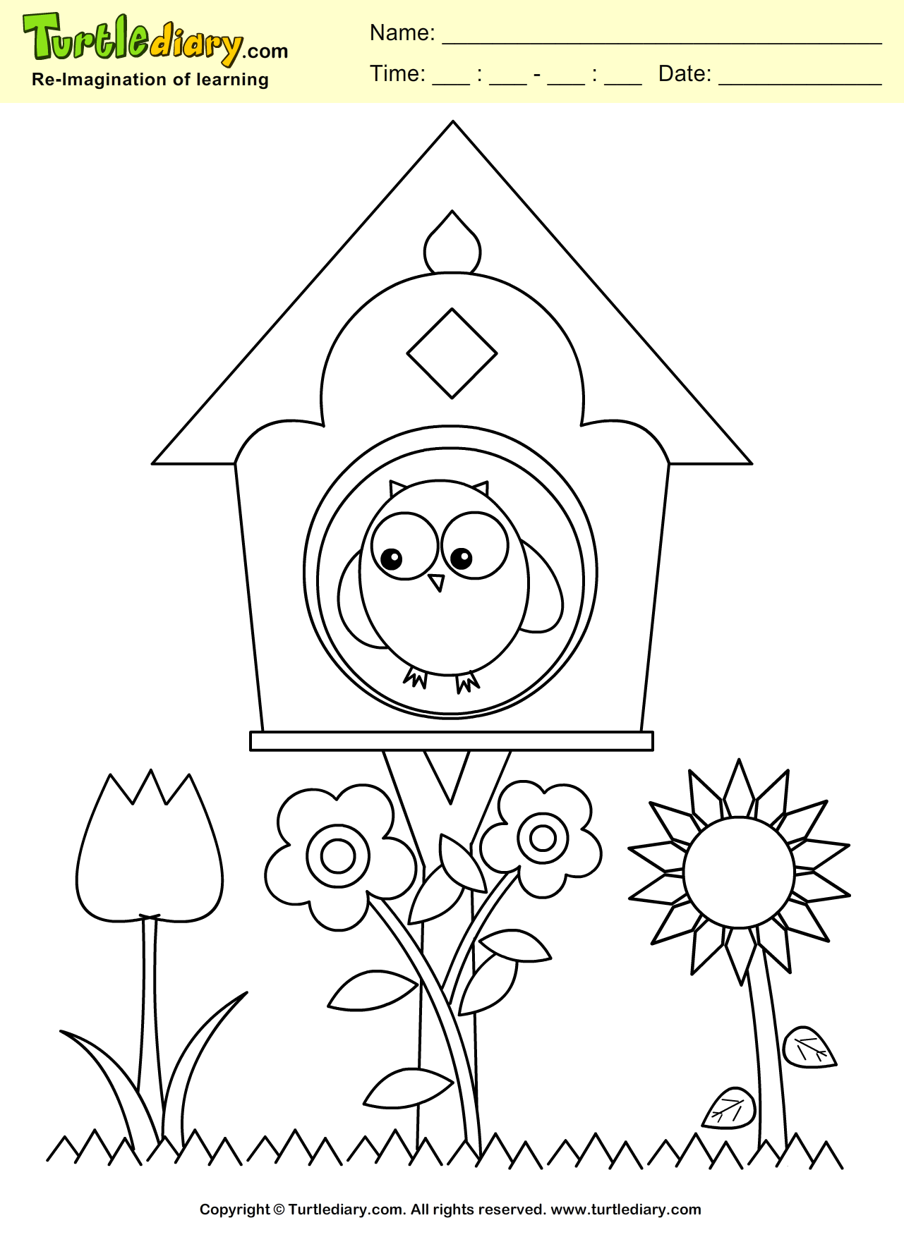 1281x1754 Bird House Coloring Sheet Turtle Diary