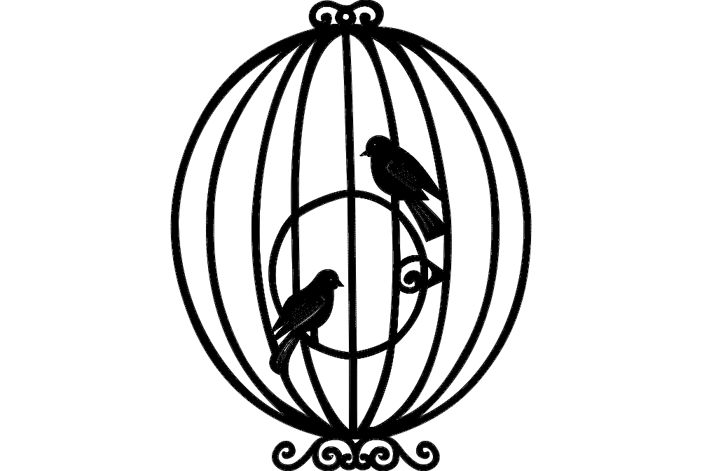 1002x672 Bird Cage Dxf File Free Download