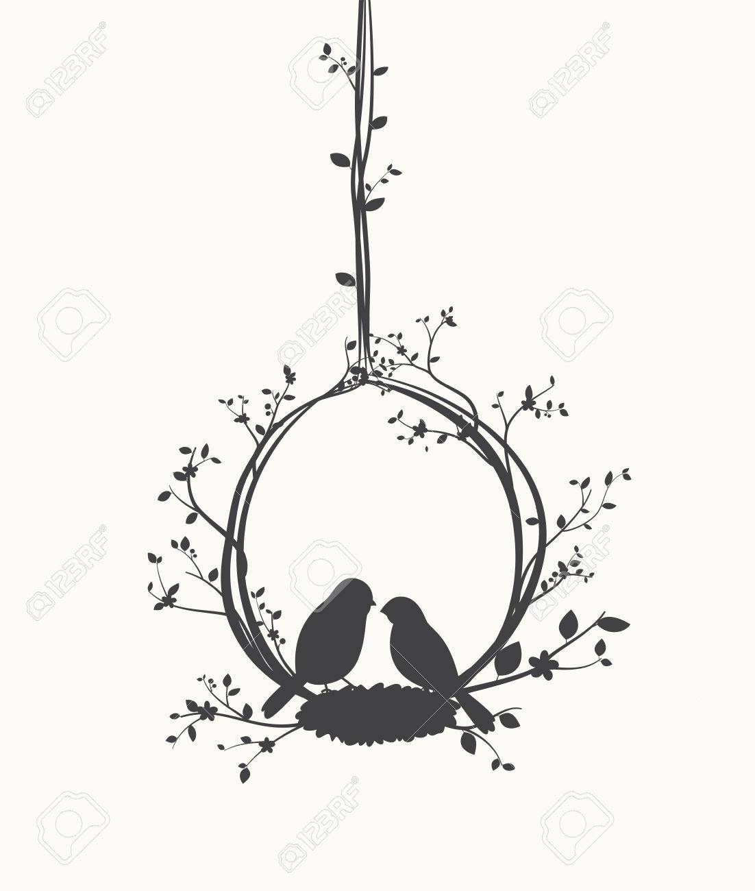 1102x1300 Birds Silhouette With Tree And Birdcages Royalty Free Cliparts
