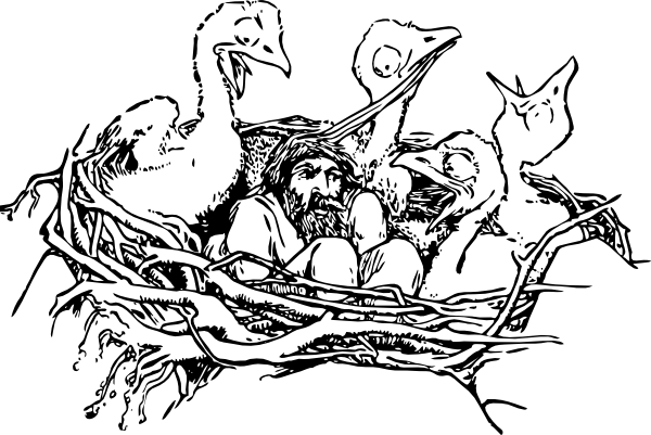 600x401 Man In A Bird S Nest Clip Art