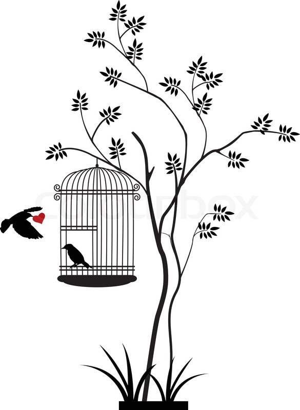 585x800 Vector Illustration Of Illustration Flying Birds With A Love