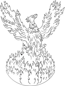 227x300 Drawing Sketch Style Illustration Of A Phoenix Rising Up