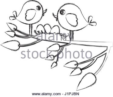 373x320 Monochrome Sketch Of Bird In Nest With Eggs Stock Vector Art