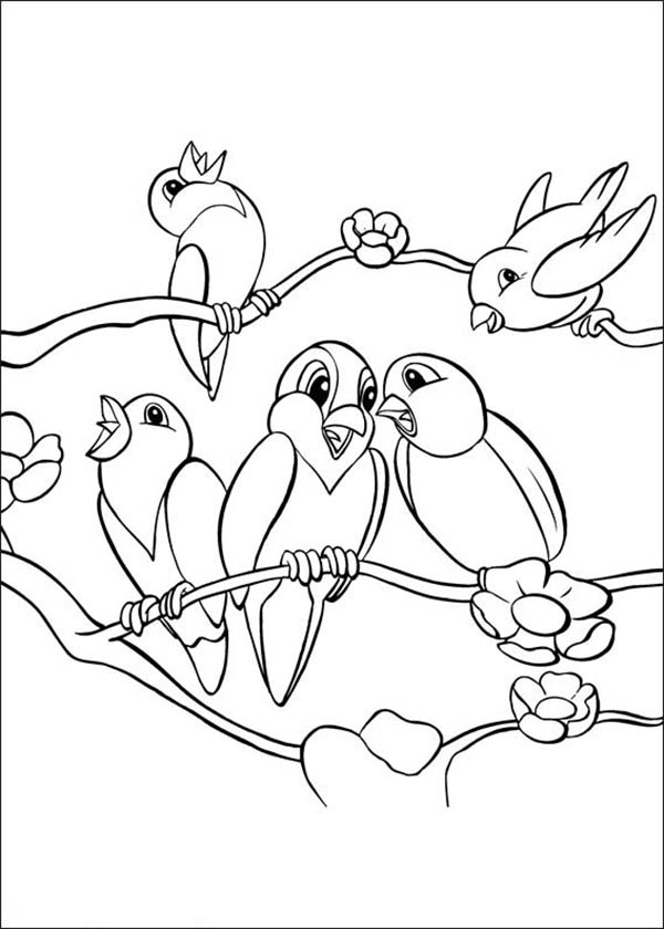 600x840 School Of Bird Singing Together Coloring Page Color Luna