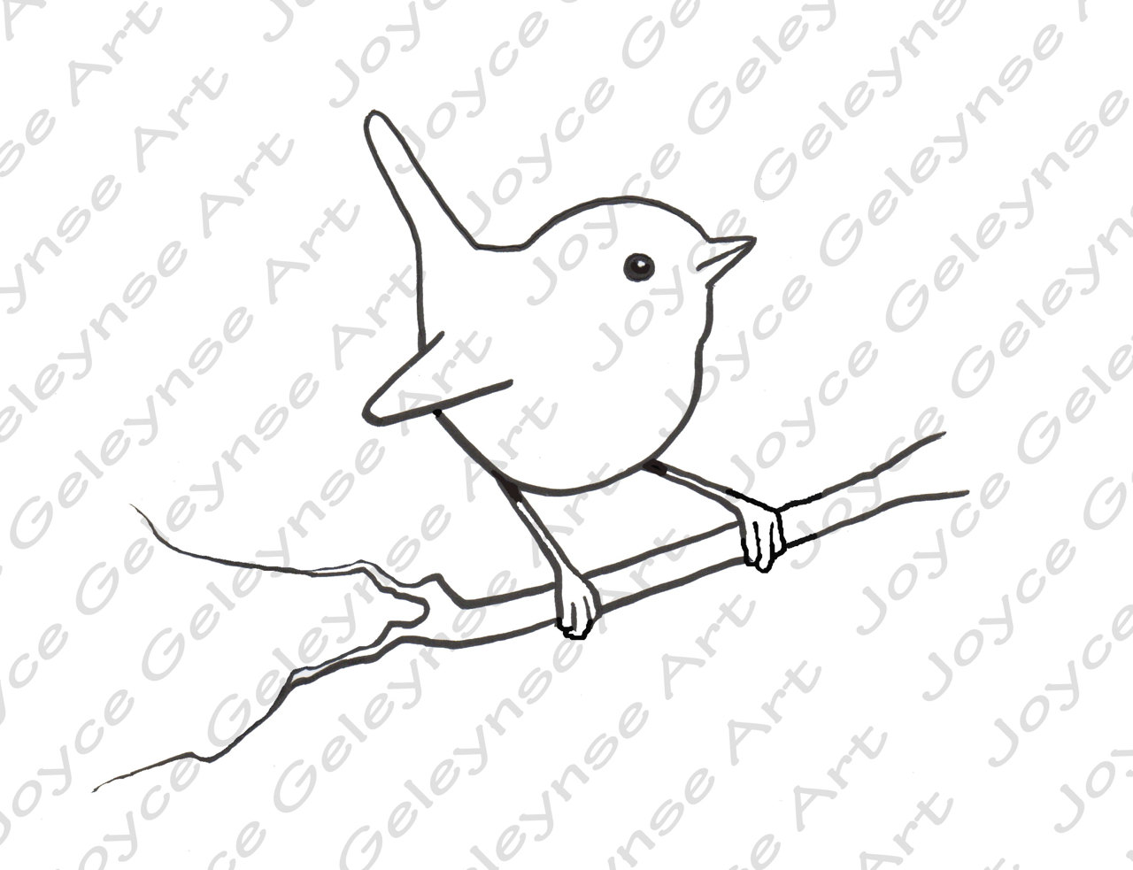 1280x983 Digital Stamp Clip Art Little Bird Wren Commercial Use