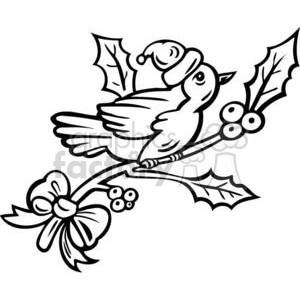 300x300 Royalty Free Christmas Bird On A Tree Branch 381109 Vector Clip