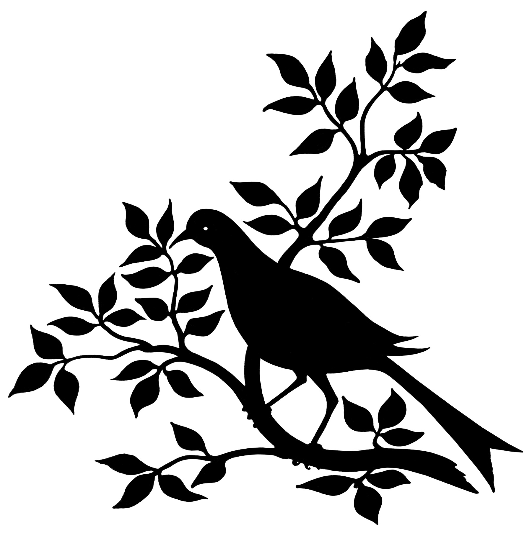 1801x1807 Bird On Branch Silhouette ~ Free Vintage Image Old Design Shop Blog
