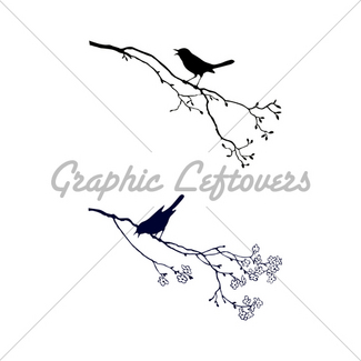 325x325 Vector Silhouette Of The Bird On Branch Gl Stock Images