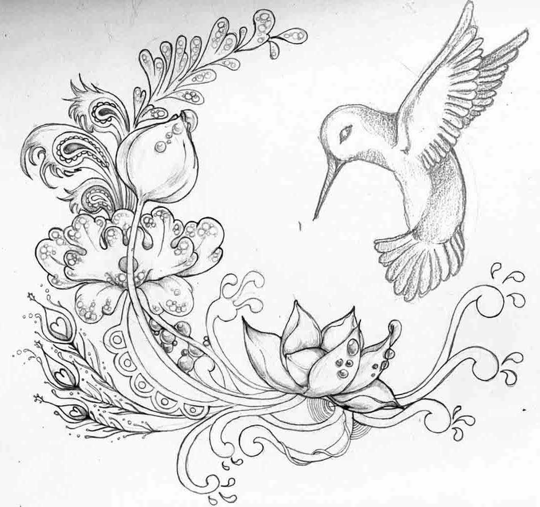 1100x1031 Gallery Pencil Drawings Of Flowers And Birds,