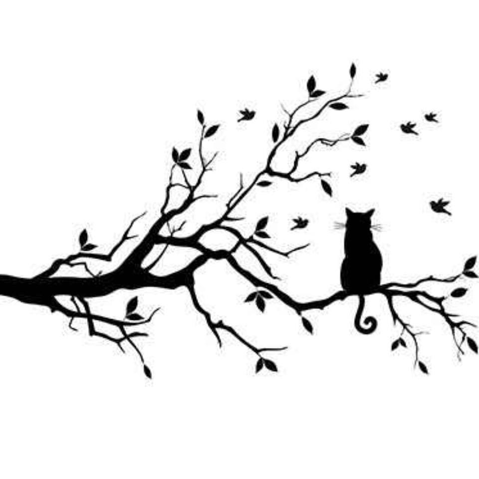 960x960 Welcome Back Birds! Art Black Cat Art