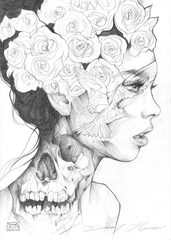 597x839 Skull Drawing Ideas