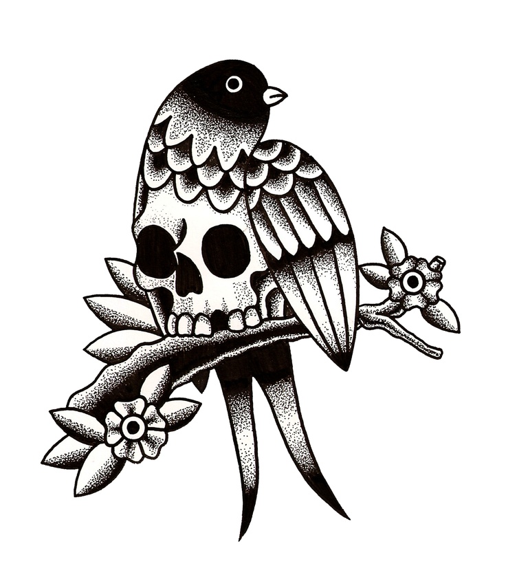 736x855 Bird Skull Tattoo