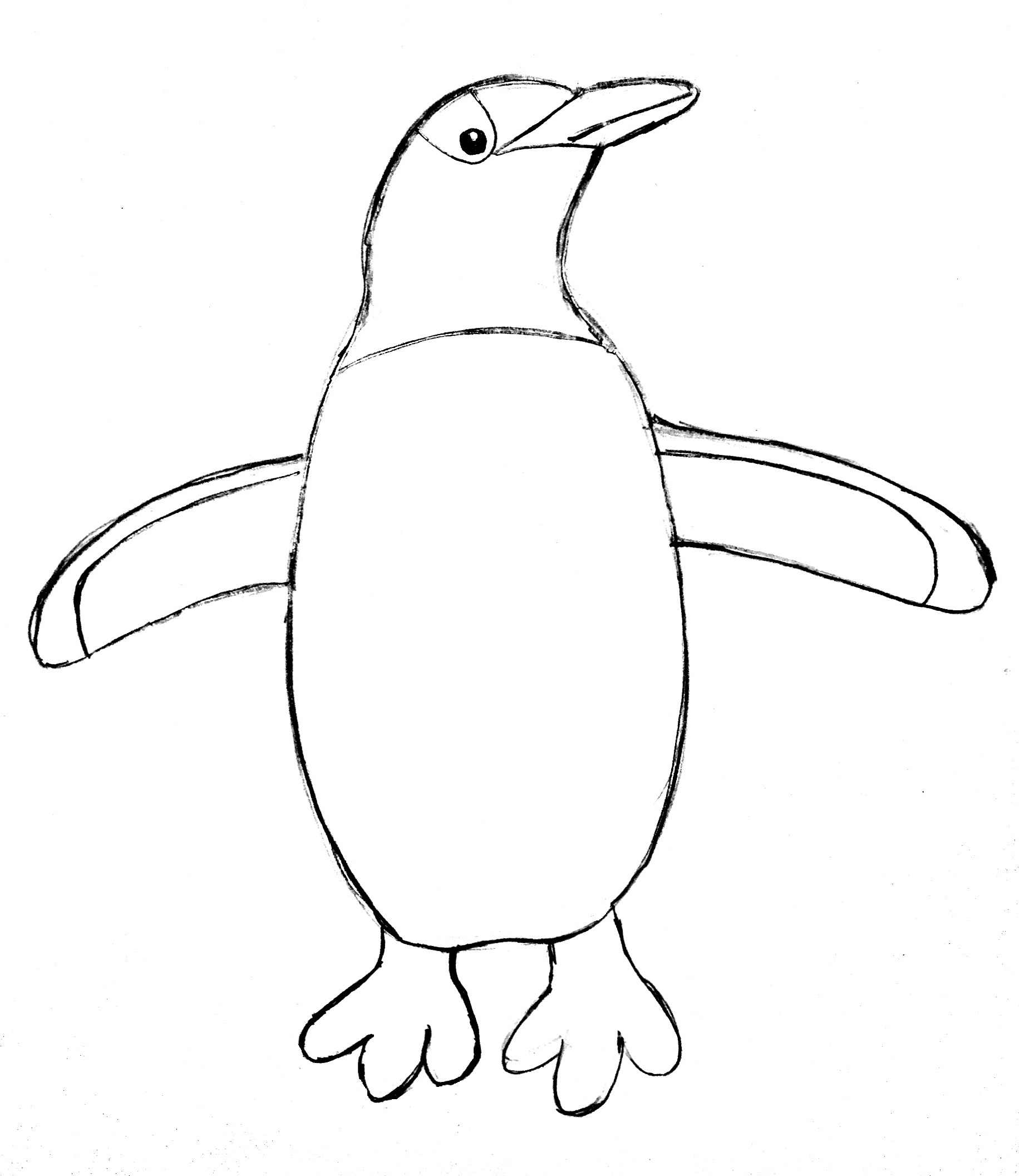 1831x2112 Penguin Drawing Step By Step