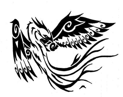 425x334 Blackwork Style Interesting Designed Phoenix Bird Tattoo Sketch