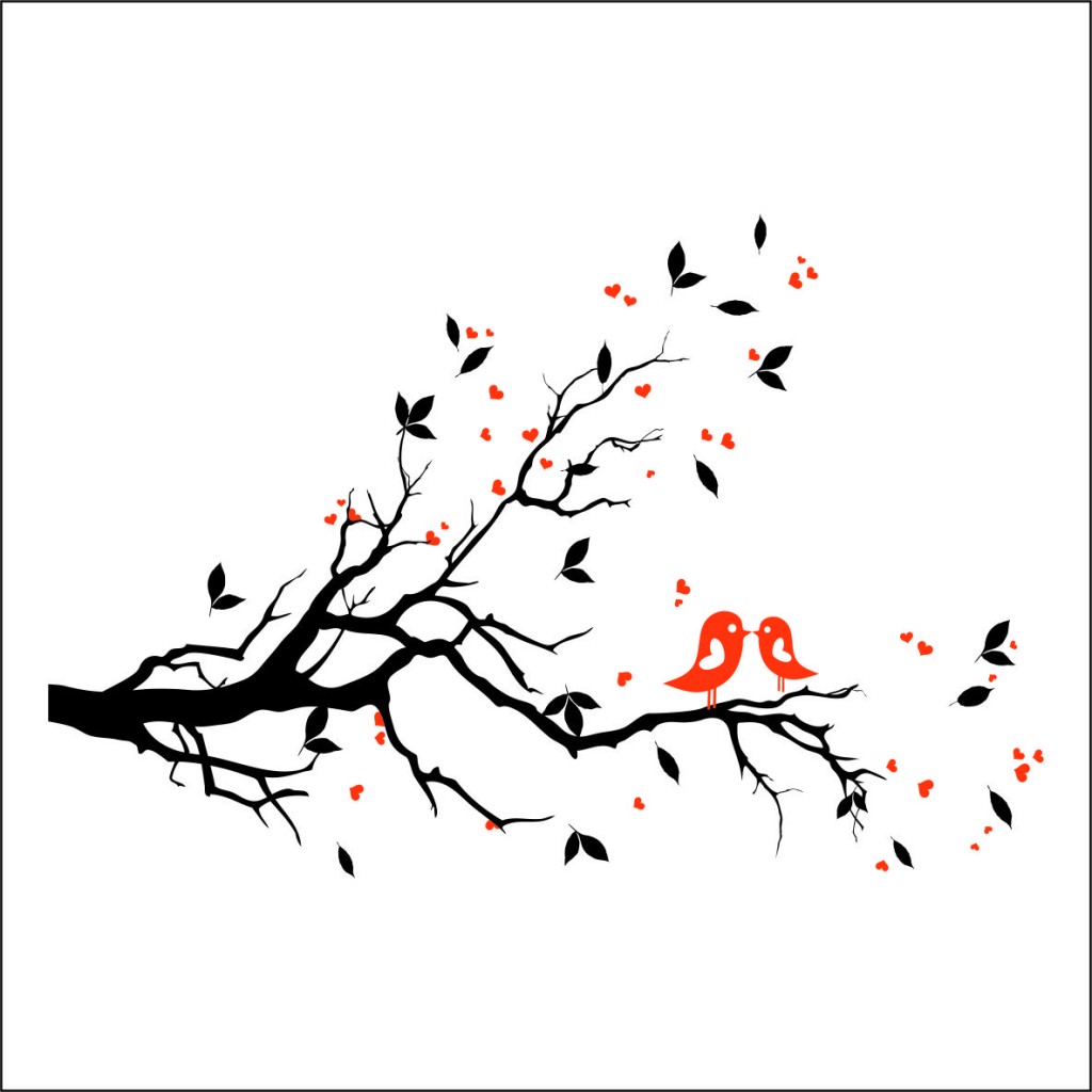 1024x1024 Drawn Lovebird Tree Clipart
