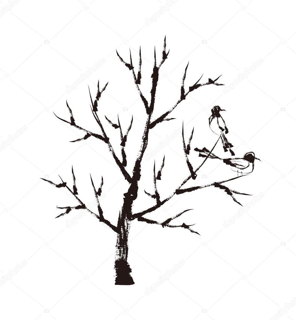 946x1023 Birds On The Tree Stock Vector Zzve