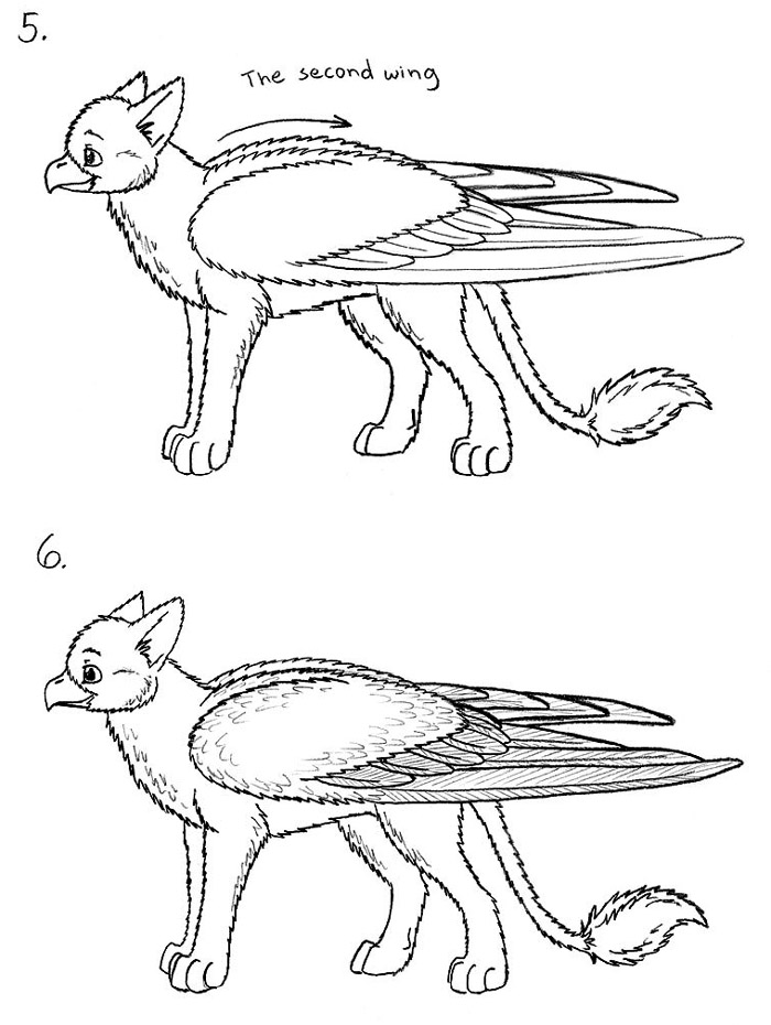 700x930 Folded Bird Wings Drawing