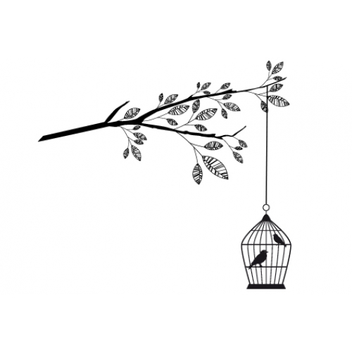 500x500 Drawn Birdcage Branch Design