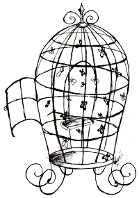 200x285 Vintage Birdcage Drawing
