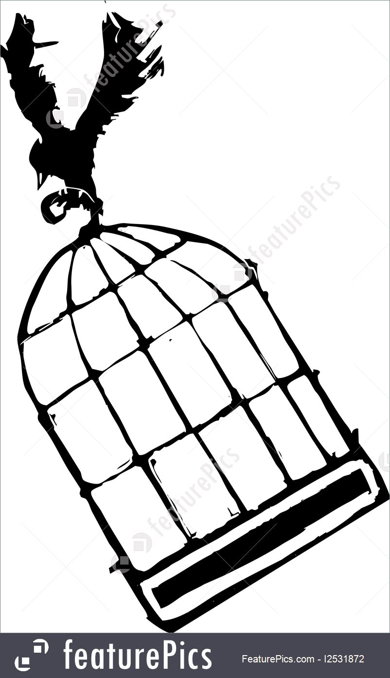 802x1392 Bird Carrying Birdcage Illustration