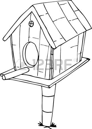 323x450 Drawn Doodle Style Bird House Cartoon Royalty Free Cliparts