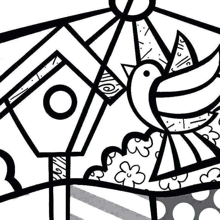 736x735 Pop Art Coloring Pages Bird And Birdhouse Coloring Page Andy