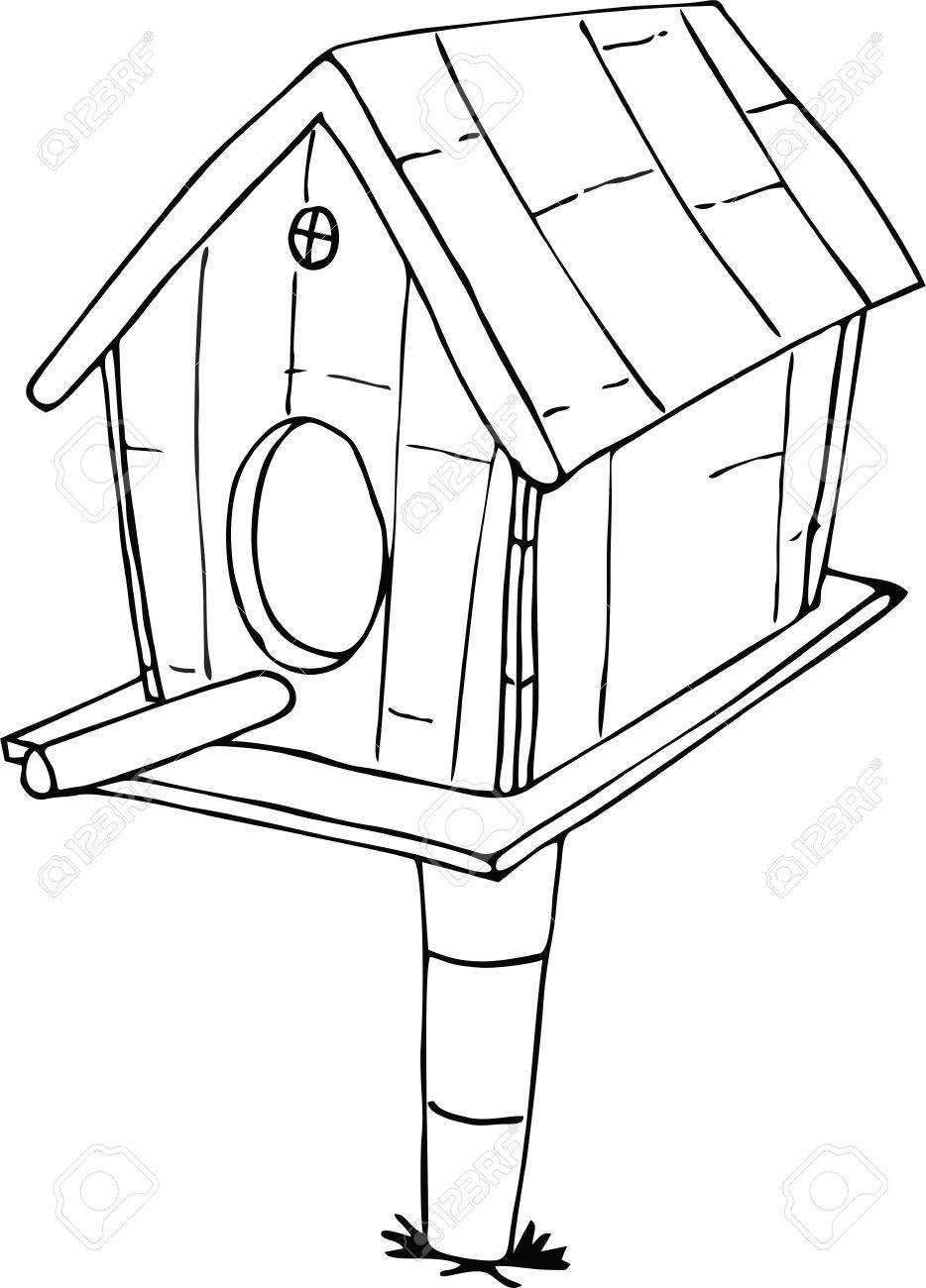 934x1300 Drawn Doodle Style Bird House Cartoon Royalty Free Cliparts