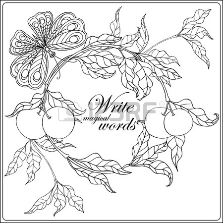 450x450 Decorative Flowers And Bird. Coloring Book For Adult And Older