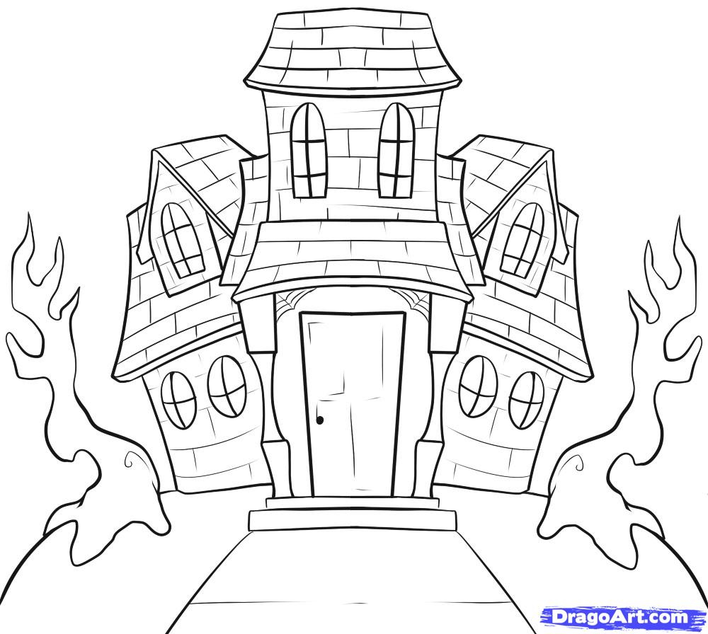 1000x896 Ghost House Sketch Art 3d How To Draw A House In 3d