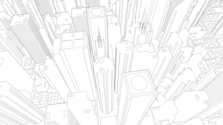 852x480 City Sketch To Rgb Morning Flight Stock Footage Video 1852180